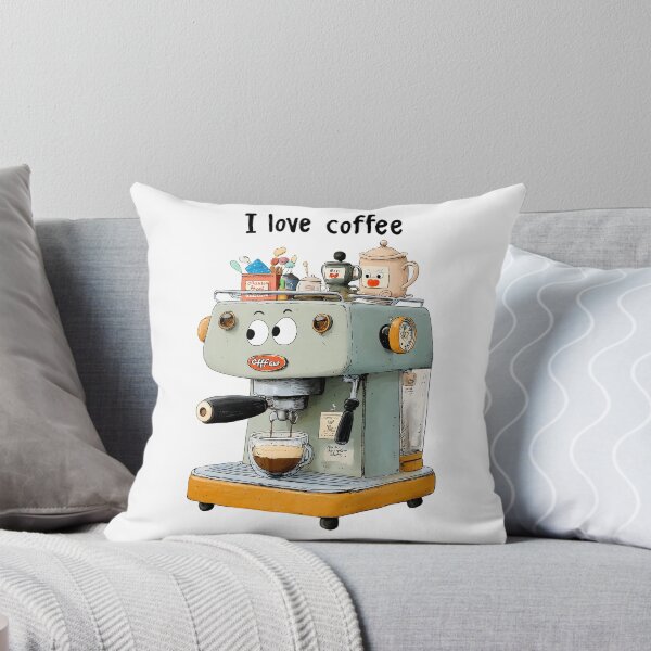 Item preview, Cute Coffee Machine Character – I Love Coffee Espresso Illustration designed and sold by olenadykun.ai.