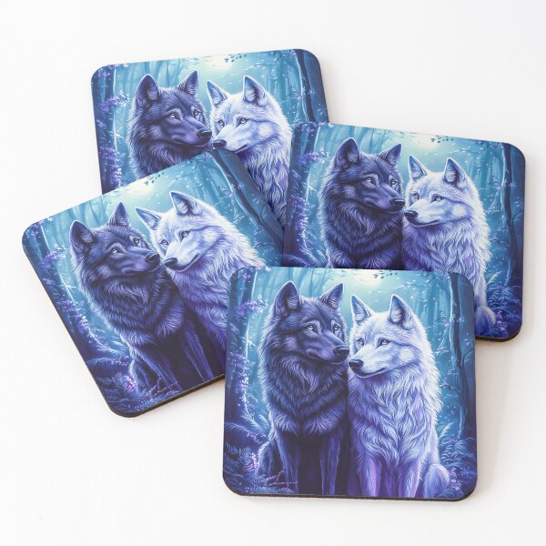 Item preview, Geri and Freki Wolves in a Blue Forest designed and sold by PetsArt.