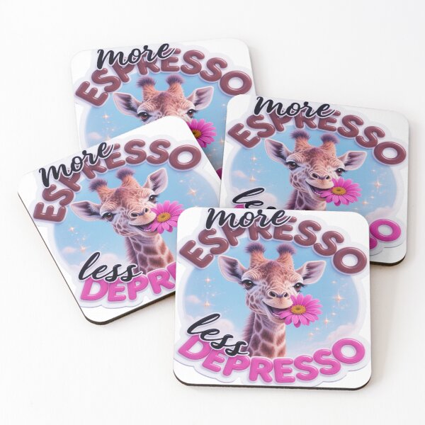 Item preview, Cute Baby Giraffe with Flower Vinyl Sticker - Espresso Depresso Pun Art designed and sold by ARTCREATESHOP.