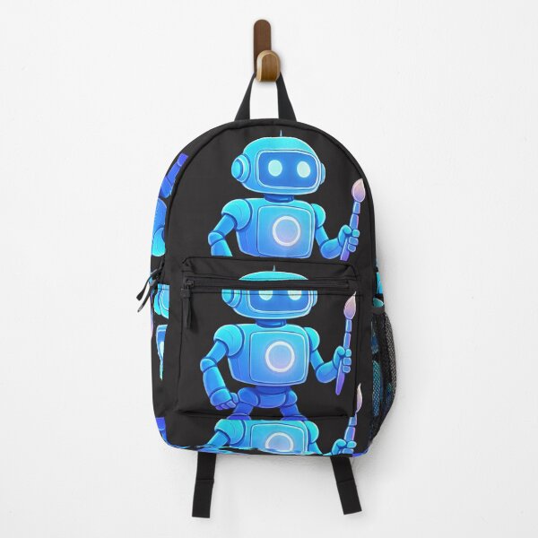 Item preview, Cute Blue Robot Artist – AI Robot Illustration Futuristic Character designed and sold by Snark & Spark.