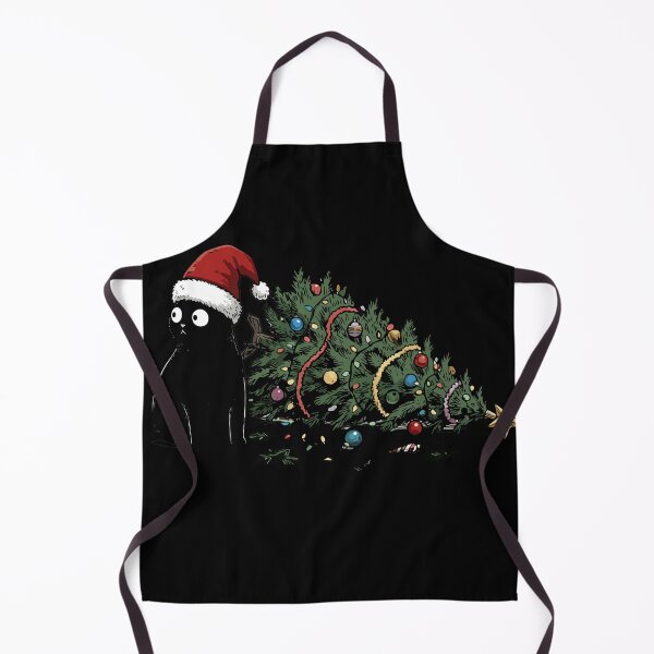 Item preview, Black Cat in Santa Hat Next to a Fallen Christmas Tree designed and sold by UniTeeCo.
