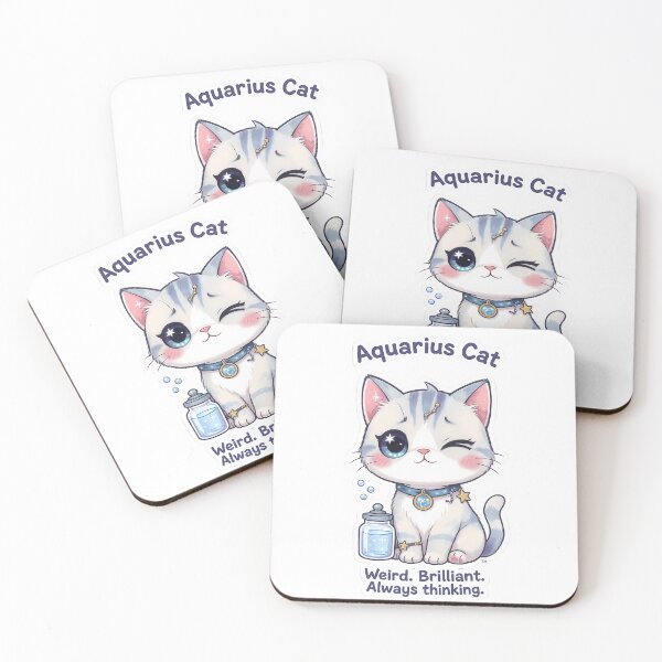 Item preview, Aquarius Cat – Unique & Dreamy Zodiac Chibi Cat Sticker designed and sold by Purr-Vibes.