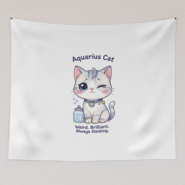 Item preview, Aquarius Cat – Unique & Dreamy Zodiac Chibi Cat Sticker designed and sold by Purr-Vibes.