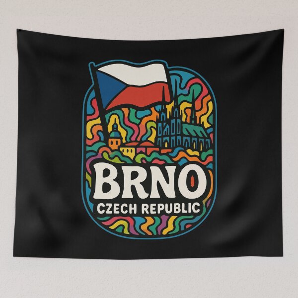 Item preview, Brno Czech Republic Flag Trippy Art Travel designed and sold by TomFrontierArt.