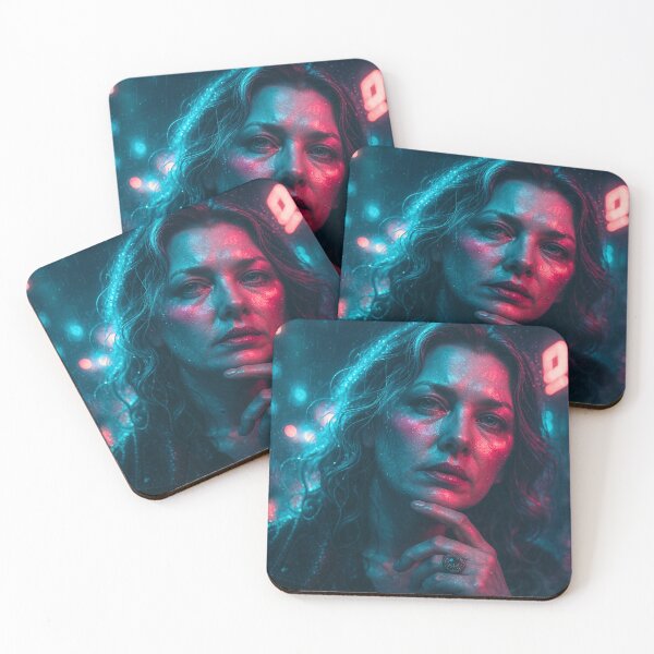 Item preview, Cyber Noir Portrait – Cinematic Neon Woman Art designed and sold by TatjanaMDesign.