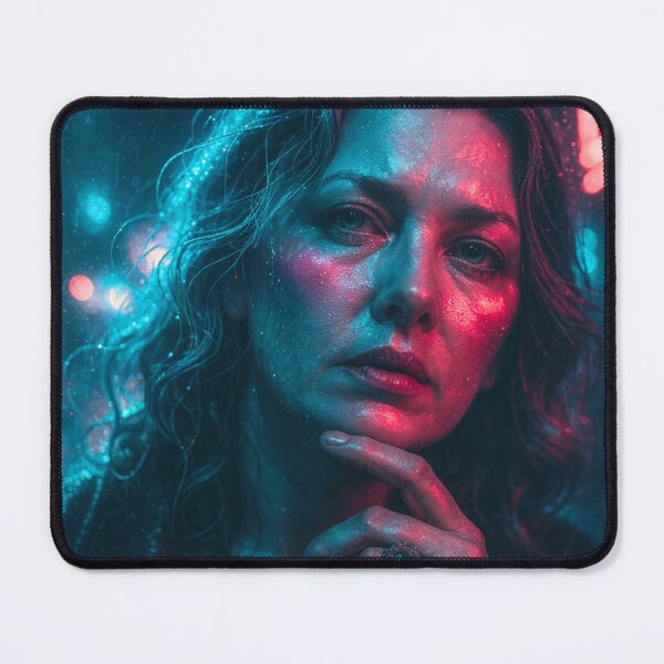 Item preview, Cyber Noir Portrait – Cinematic Neon Woman Art designed and sold by TatjanaMDesign.