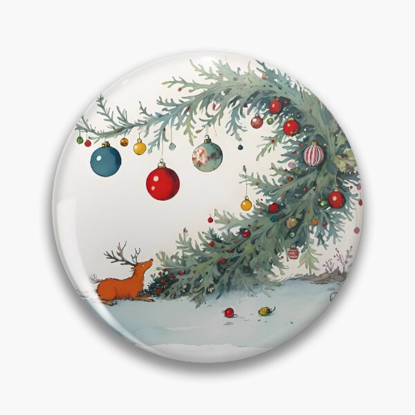 Item preview, Curious Dog and Christmas Tree Ornament — Watercolor Illustration designed and sold by BogwoodAndBrush.