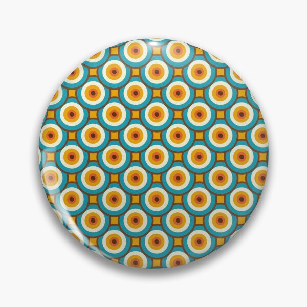 Item preview, Retro Vintage Circle Pattern Teal Mustard Brown 1970s designed and sold by The Groove Garden.