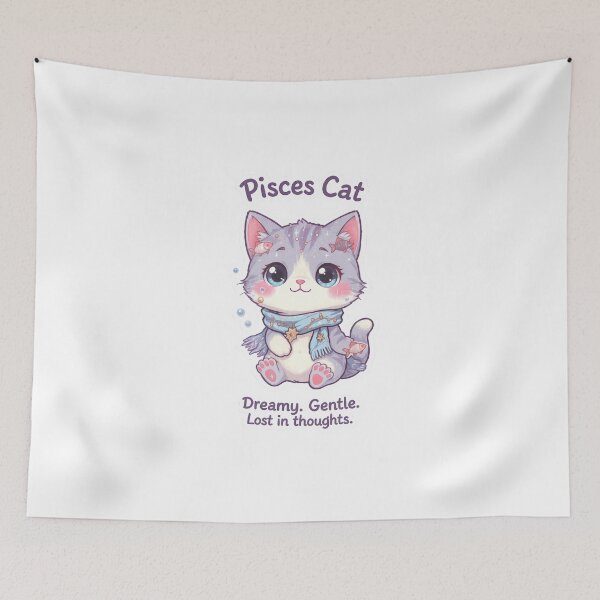 Item preview, Pisces Cat – Dreamy & Magical Zodiac Chibi Cat Sticker designed and sold by Purr-Vibes.