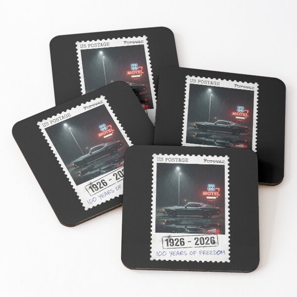 Item preview, Route 66 Centennial Postage Stamp - Rainy Night Motel Muscle Car designed and sold by G350.
