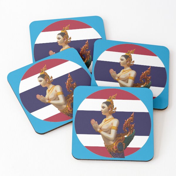 Item preview, Kinnaree on Thai Flag Round designed and sold by Linklandiya.