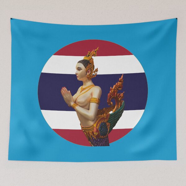 Item preview, Kinnaree on Thai Flag Round designed and sold by Linklandiya.