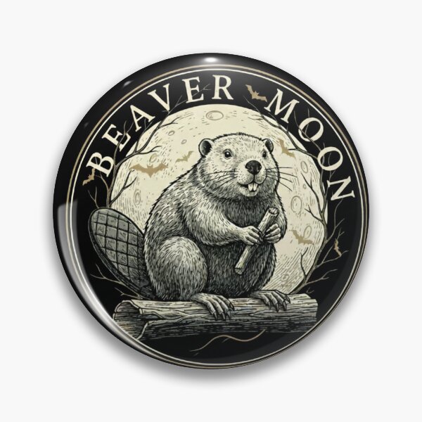 Item preview, Beaver Moon Nature Sticker Wildlife Moon Phase Art designed and sold by ArcanePrintsxo.