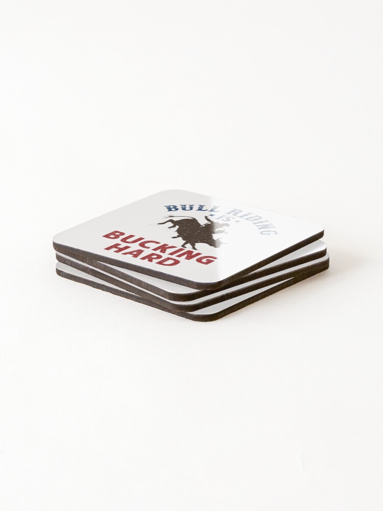 Thumbnail 4 of 5, Coasters (Set of 4), Bull Riding is Bucking Hard Cowboy Rodeo Rider designed and sold by jaygo.
