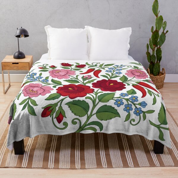 Item preview, Traditional Hungarian Floral Embroidery Pattern - White Linen Style designed and sold by AeroNomad.