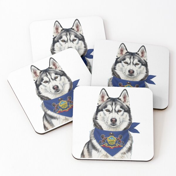 Item preview, Watercolor Husky with Pennsylvania Bandana designed and sold by josiasalves65.