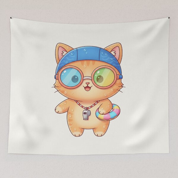 Item preview, Cute Swimmer Cat Character designed and sold by HoopeStylee.