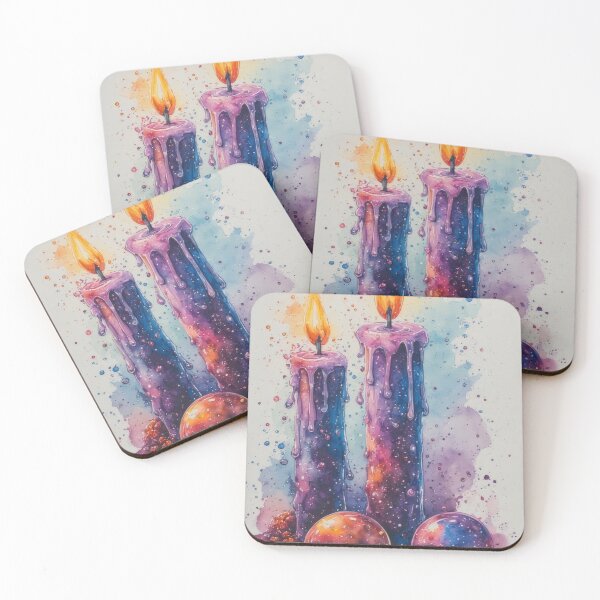 Item preview, Festive watercolor candles with glass baubles designed and sold by Mianku | Für das Leben.