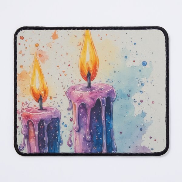 Item preview, Festive watercolor candles with glass baubles designed and sold by Mianku | Für das Leben.