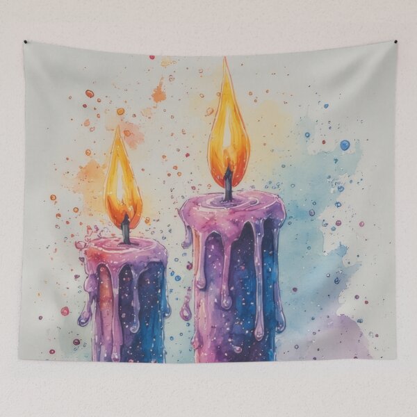 Item preview, Festive watercolor candles with glass baubles designed and sold by Mianku | Für das Leben.