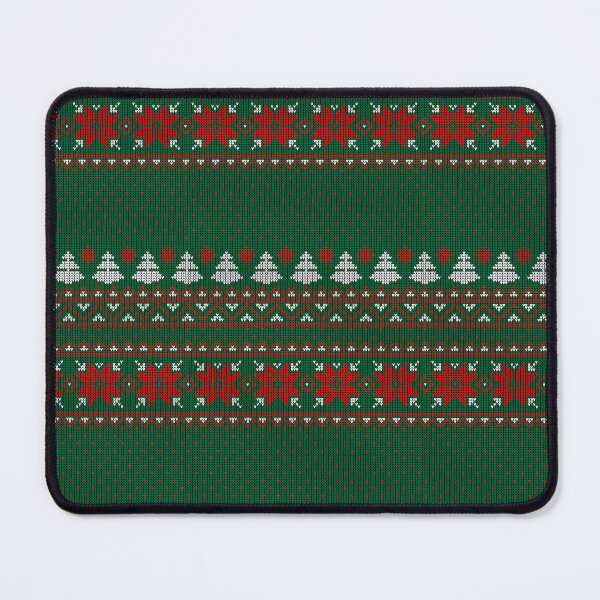 Item preview, Green Christmas Sweater Knit Pattern with Snowflakes and Trees designed and sold by Kala Design.