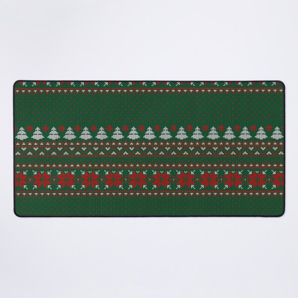 Item preview, Green Christmas Sweater Knit Pattern with Snowflakes and Trees designed and sold by Kala Design.