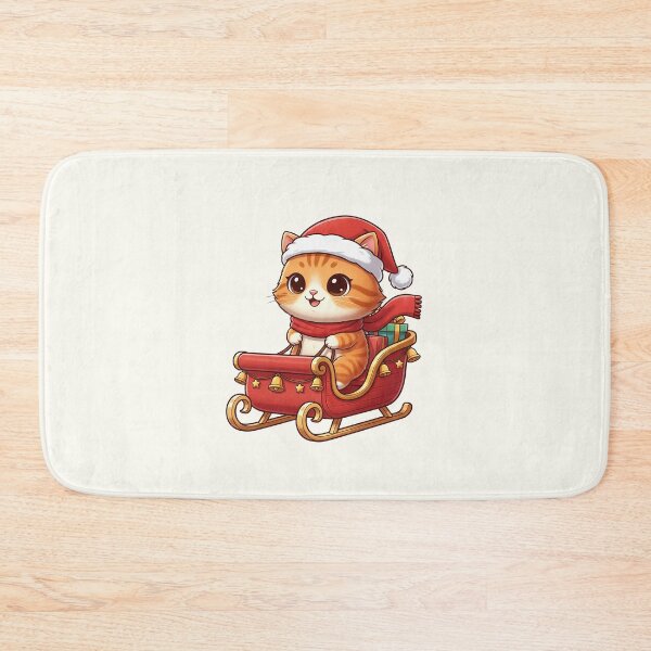 Item preview, Cute Christmas Cat Sleigh designed and sold by HoopeStylee.