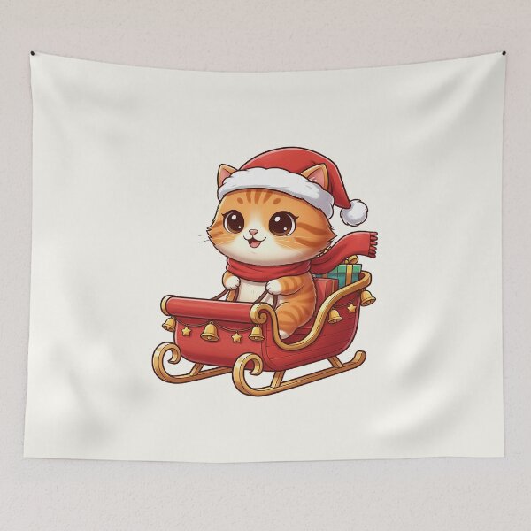 Item preview, Cute Christmas Cat Sleigh designed and sold by HoopeStylee.