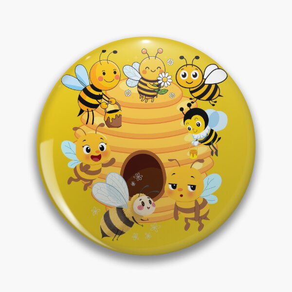 Item preview, Cute Little Bees Cartoon Funny Bees Flying Around Beehive Honey and Flower Illustration. designed and sold by LunaPrintCo.