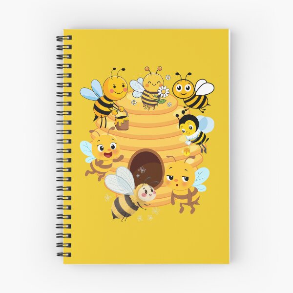 Item preview, Cute Little Bees Cartoon Funny Bees Flying Around Beehive Honey and Flower Illustration. designed and sold by LunaPrintCo.