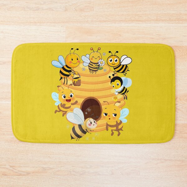 Item preview, Cute Little Bees Cartoon Funny Bees Flying Around Beehive Honey and Flower Illustration. designed and sold by LunaPrintCo.