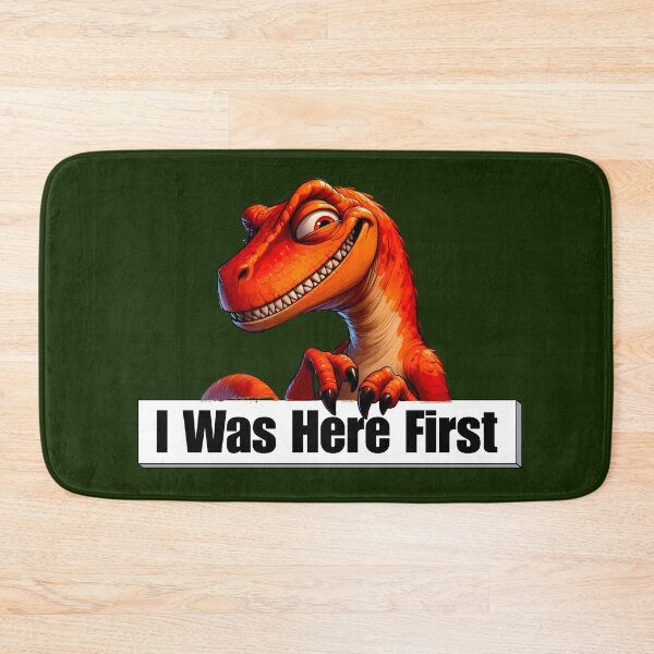 Item preview, I Was Here First – Funny Dinosaur Sarcasm Design designed and sold by Doodle-Bloom.