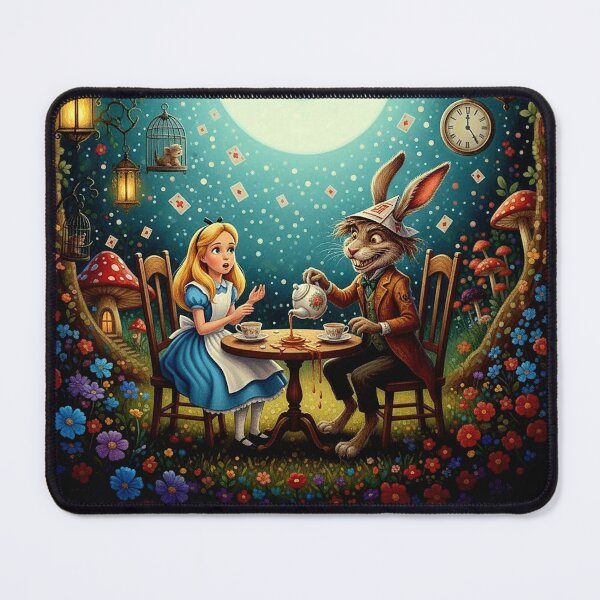 Item preview, Alice and March Hare Mad Tea Party Art Print - High Detail Pop Surrealism Wonderland Painting designed and sold by Art's Diner.