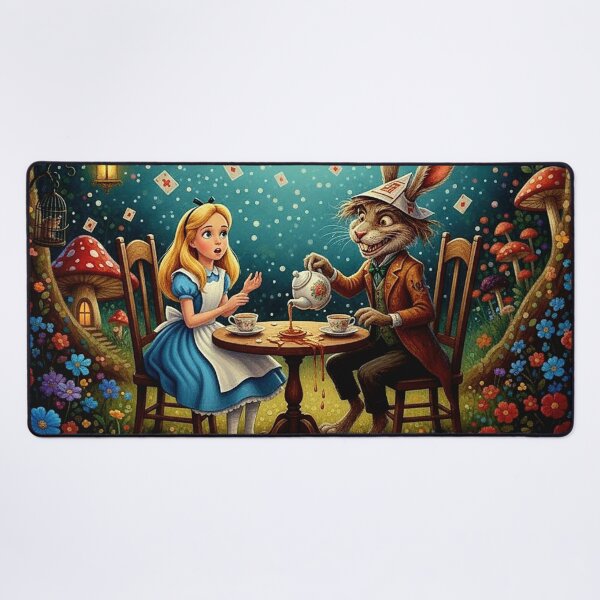 Item preview, Alice and March Hare Mad Tea Party Art Print - High Detail Pop Surrealism Wonderland Painting designed and sold by Art's Diner.
