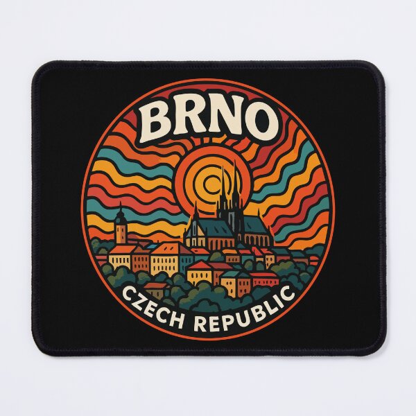 Item preview, Brno Czech Republic Retro Trippy Travel designed and sold by TomFrontierArt.