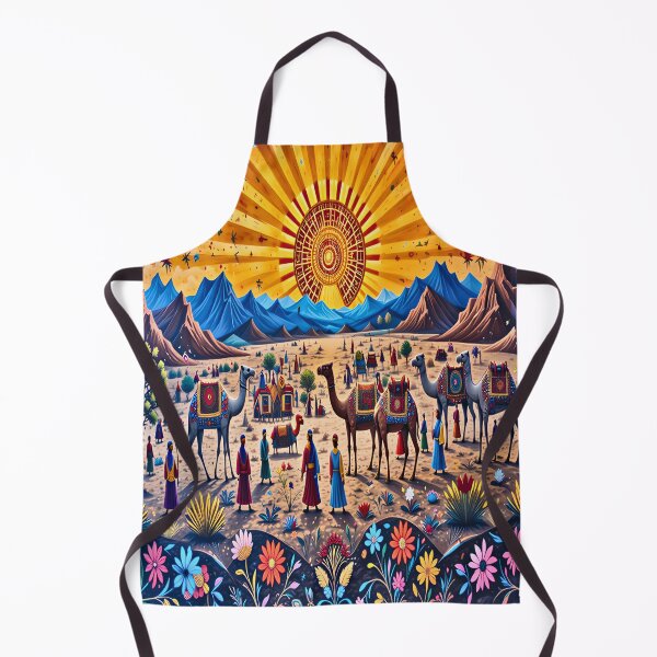 Item preview, Rajasthani Camel Caravan Under Radiant Sun – Folk Fantasy Art designed and sold by wpsstudio.