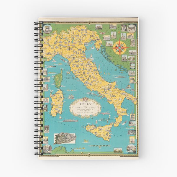 Item preview, A Pictorial Map of Italy with Vatican City 1944 designed and sold by NoisyNosyNancy.