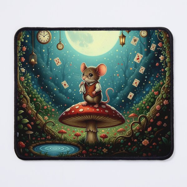 Item preview, Dormouse on Mushroom Wonderland Art Print - High Detail Pop Surrealism Whimsical Fantasy Painting designed and sold by Art's Diner.