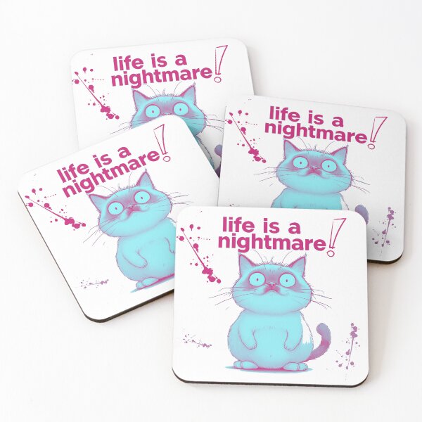 Item preview, Life is a Nightmare - surprised cute cat designed and sold by Stefrait-7.