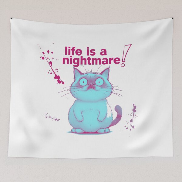 Item preview, Life is a Nightmare - surprised cute cat designed and sold by Stefrait-7.
