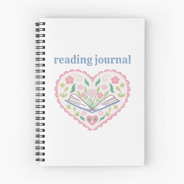 Item preview, book in a heart with flowers and leaves book tracking reading journal designed and sold by winterpumpkin.