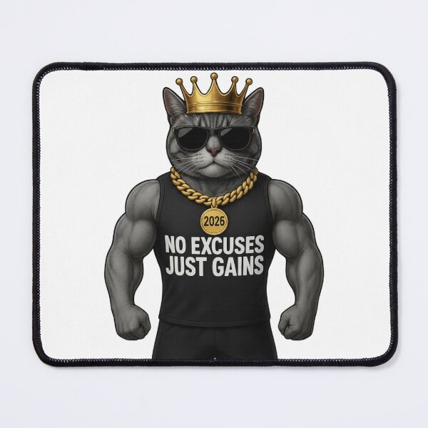 Item preview, Muscular King Cat Gym Motivation Art designed and sold by Pixostick.