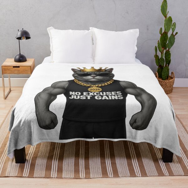 Item preview, Muscular King Cat Gym Motivation Art designed and sold by Pixostick.
