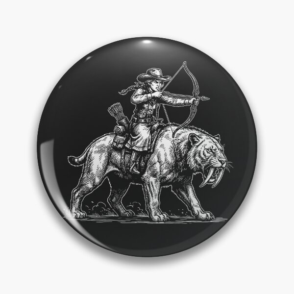 Item preview, Cowgirl Riding a Saber-toothed Cat Vintage Smilodon  designed and sold by Y-Vibes.