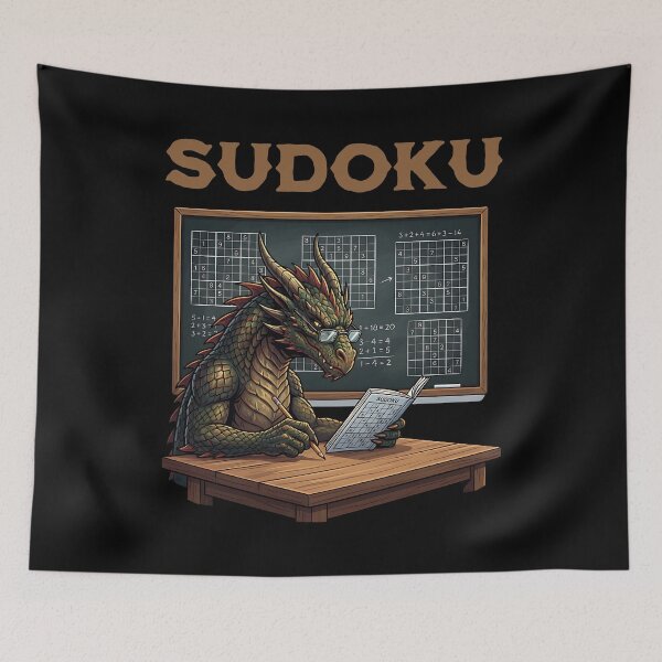 Item preview, Dragon plays Sudoku designed and sold by ReneMM.