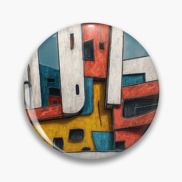 Item preview, Geometric Architectural Marvel Composed of Bright Color Blocks Against Clear Sky designed and sold by OlfactoART Studio.