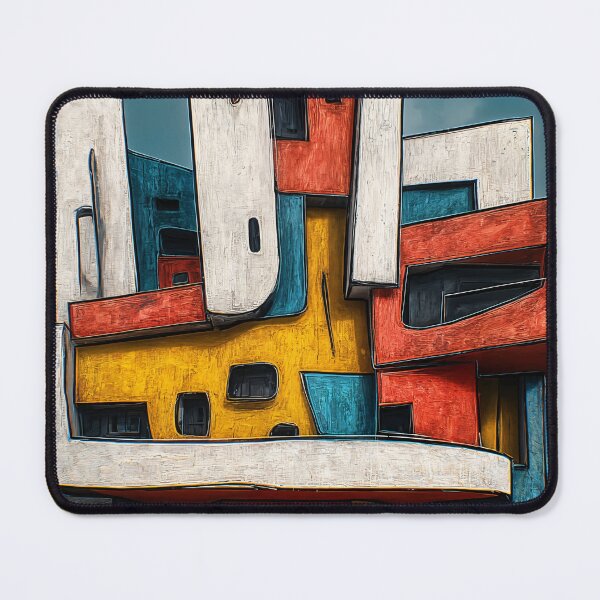 Item preview, Geometric Architectural Marvel Composed of Bright Color Blocks Against Clear Sky designed and sold by OlfactoART Studio.