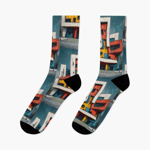 Item preview, Geometric Architectural Marvel Composed of Bright Color Blocks Against Clear Sky designed and sold by OlfactoART Studio.