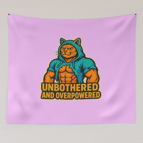 Item preview, Unbothered And Overpowered Gym Cat designed and sold by Pixostick.