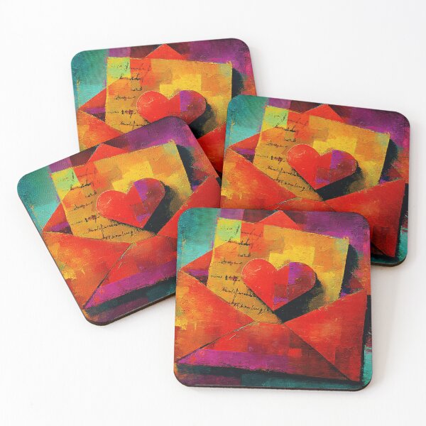 Item preview, A Red Heart on a Colorful Envelope Surrounded by Vibrant Blocks Celebrating Love and Warmth designed and sold by OlfactoART Studio.